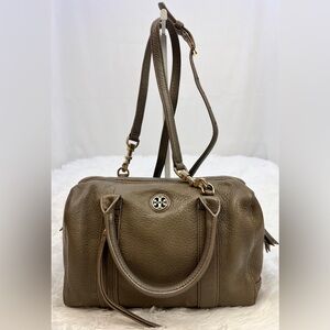 Tory Burch Porcini Leather Satchel Olive Green Handbag/ Crossbody Bag
